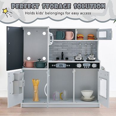 Costway Kid's Pretend Play Kitchen Playset with Blackboard