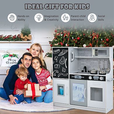 Costway Kid's Pretend Play Kitchen Playset with Blackboard