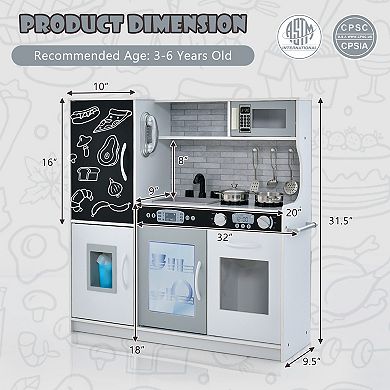 Costway Kid's Pretend Play Kitchen Playset with Blackboard