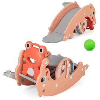 Costway 3-in-1 Convertible Slide Rocking Horse with Basketball Hoop