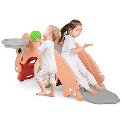 Costway 3-in-1 Convertible Slide Rocking Horse with Basketball Hoop