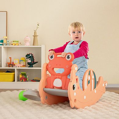 Costway 3-in-1 Convertible Slide Rocking Horse with Basketball Hoop