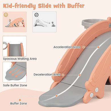 Costway 3-in-1 Convertible Slide Rocking Horse with Basketball Hoop