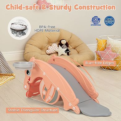 Costway 3-in-1 Convertible Slide Rocking Horse with Basketball Hoop