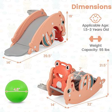 Costway 3-in-1 Convertible Slide Rocking Horse with Basketball Hoop