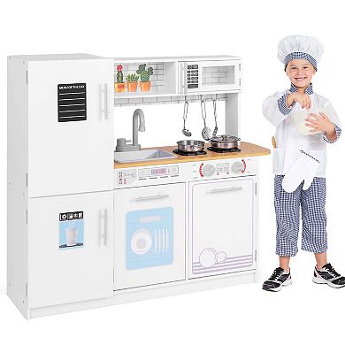 Costway Kids Kitchen Play Set with Stove Sink Oven Microwave Dishwasher