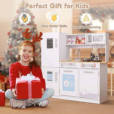 Costway Kids Kitchen Play Set with Stove Sink Oven Microwave Dishwasher