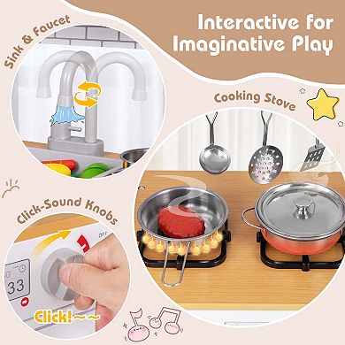 Costway Kids Kitchen Play Set with Stove Sink Oven Microwave Dishwasher