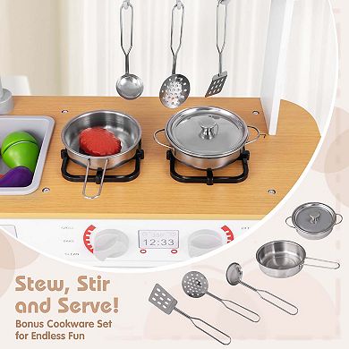 Costway Kids Kitchen Play Set with Stove Sink Oven Microwave Dishwasher