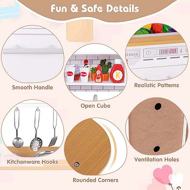 Costway Kids Kitchen Play Set with Stove Sink Oven Microwave Dishwasher