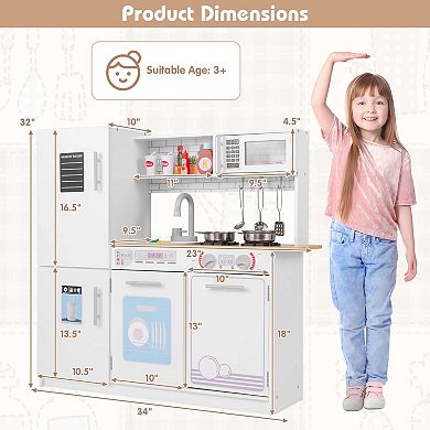 Costway Kids Kitchen Play Set with Stove Sink Oven Microwave Dishwasher