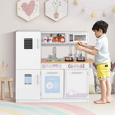 Costway Kids Kitchen Play Set with Stove Sink Oven Microwave Dishwasher