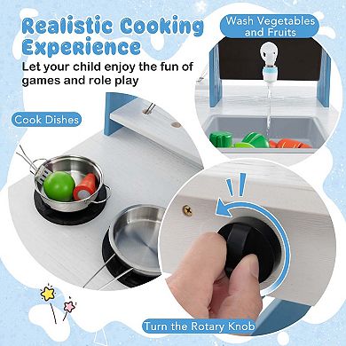 Costway 2-in-1 Wooden Play Kitchen and Grocery Stand