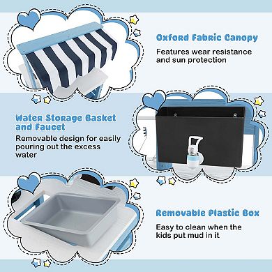 Costway 2-in-1 Wooden Play Kitchen and Grocery Stand