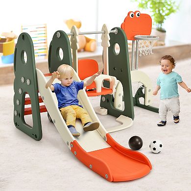 Costway 6-in-1 Toddler Slide and Swing Playset with Ball Games
