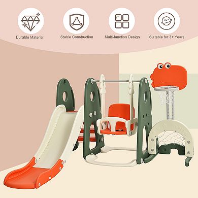 Costway 6-in-1 Toddler Slide and Swing Playset with Ball Games