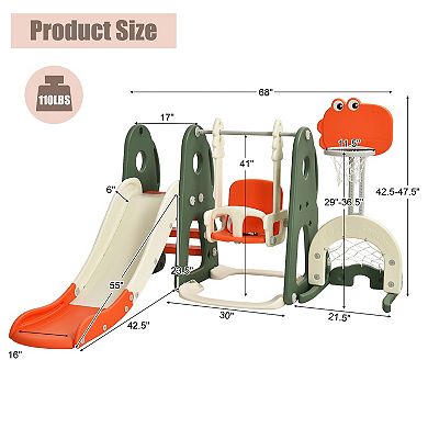 Costway 6-in-1 Toddler Slide and Swing Playset with Ball Games