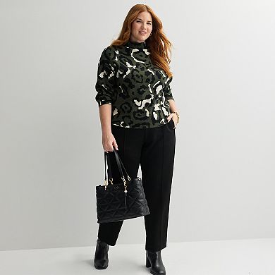 Plus Size Chelsea & Theodore Long Sleeve Mock Neck Sweater
