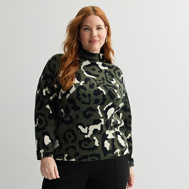 Plus Size Chelsea & Theodore Long Sleeve Mock Neck Sweater