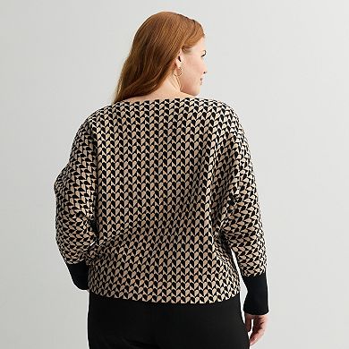 Plus Size Chelsea & Theodore Long Dolman Sleeve Pullover Sweater