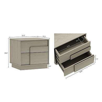MANHATTAN COMFORT Horizon Modern 2-Drawer Nightstand Easy Assembly 2-Piece Set