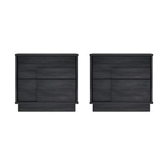 MANHATTAN COMFORT Horizon Modern 2-Drawer Nightstand Easy Assembly 2 pc Set
