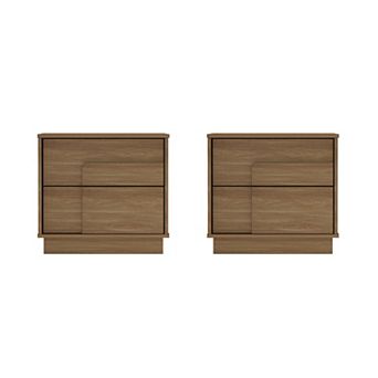 MANHATTAN COMFORT Horizon Modern 2-Drawer Nightstand Easy Assembly 2 pc Set