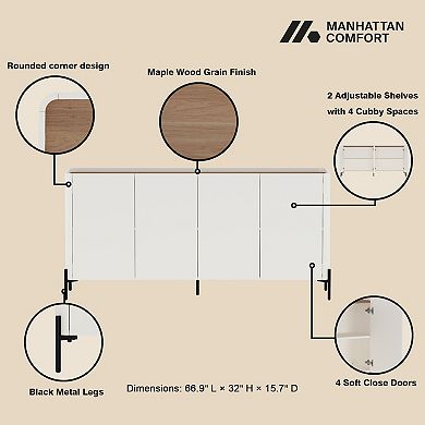 MANHATTAN COMFORT Abbey Modern 2-Piece Accent Cabinet & Sideboard Set