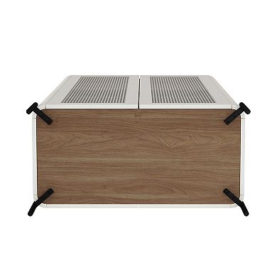 MANHATTAN COMFORT Abbey Modern Accent Cabinet & Ribbed Tempered Glass Cabinet 2-Piece Set