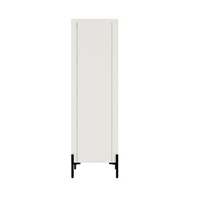 MANHATTAN COMFORT Abbey Modern Decor Adjustable Shelves Ribbed Tempered Glass Cabinet