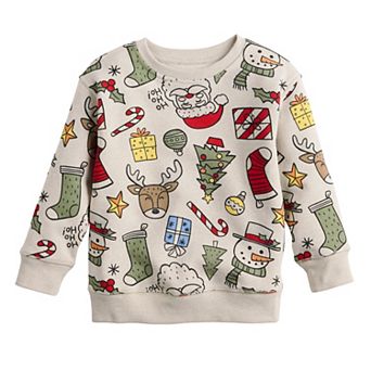 Baby & Toddler Boy Jumping Beans® Holiday Graphic Fleece Crewneck Sweatshirt