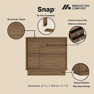MANHATTAN COMFORT Horizon Modern 2-Full Extension Drawer Nightstand