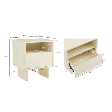 MANHATTAN COMFORT Ella Modern 1-Drawer Nightstand