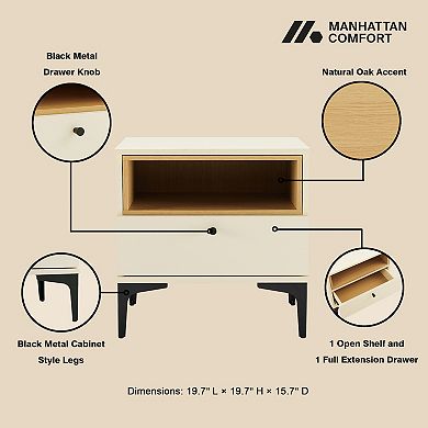 MANHATTAN COMFORT Amara Modern 1-Drawer Nightstand
