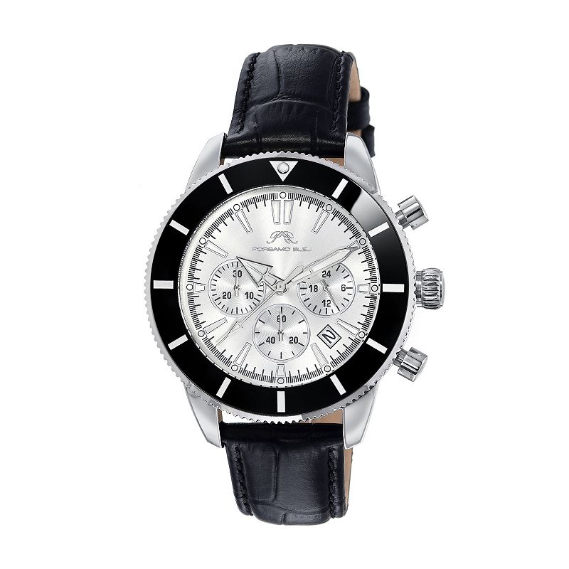 Porsamo Bleu Brandon Men's Stainless Steel Chronograph Watch, Size: 44MM, Silver Tone Black