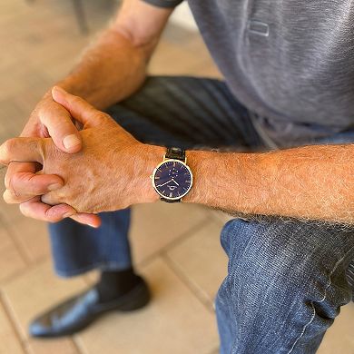 Porsamo Bleu Henry Men's Stainless Steel Leather Watch