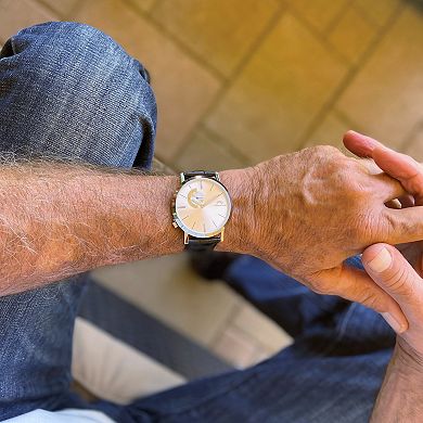 Porsamo Bleu Parker Men's Stainless Steel Leather Watch