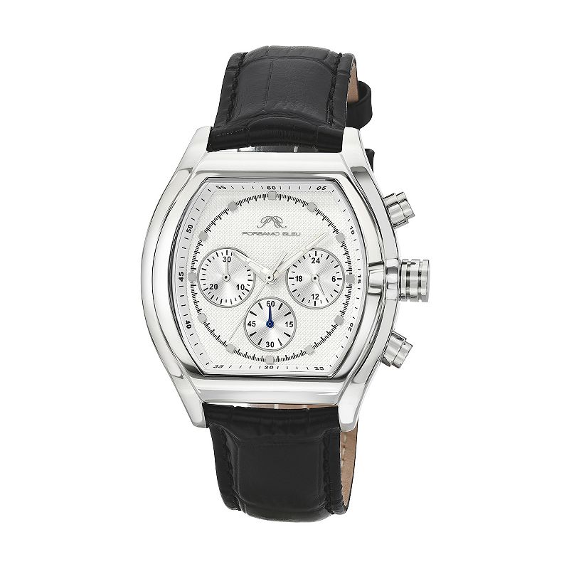 Porsamo Bleu Roman Men's Leather Watch 1292EROL, Size: 42MM, Silver Tone Black