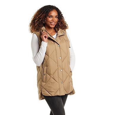 Women's Gallery Hooded Quilted Long Puffer Vest