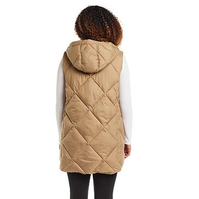 Women's Gallery Hooded Quilted Long Puffer Vest