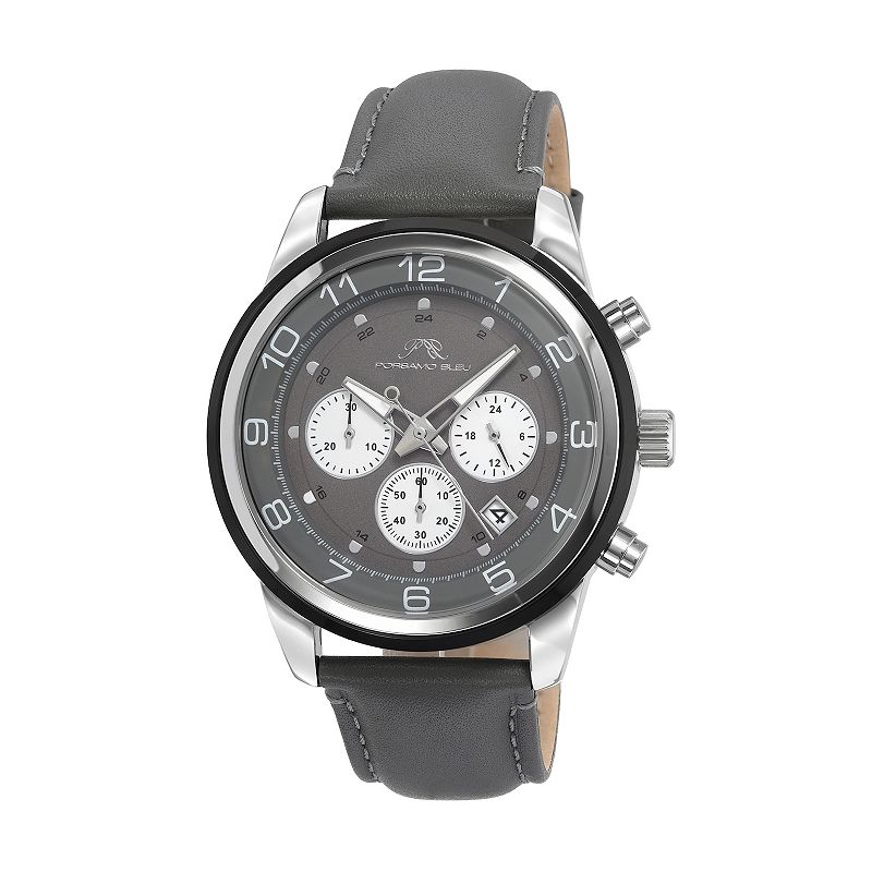 Porsamo Bleu Arthur Men's Leather Chonograph Watch 1091EARL, Size: 44MM, Gray