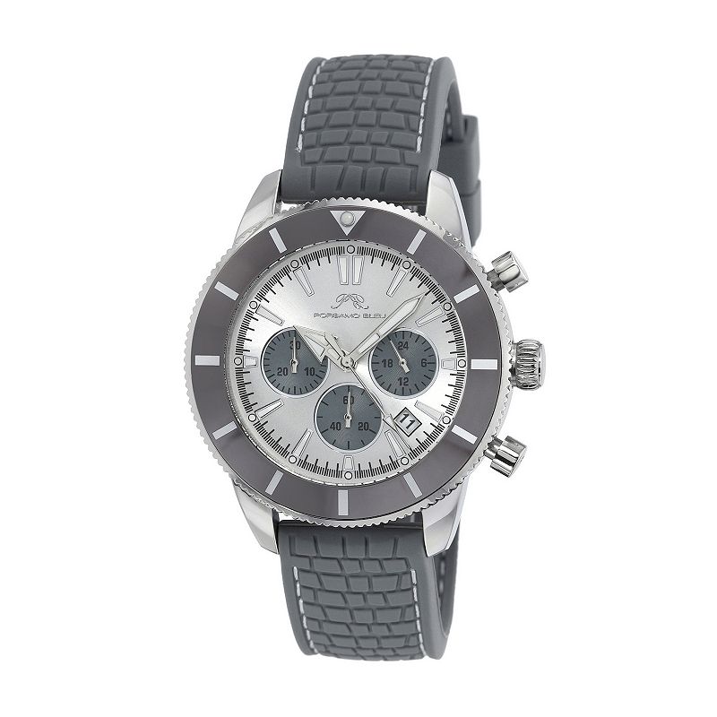 Porsamo Bleu Brandon Men's Stainless Steel Silicone Chronograph Watch, Size: 44MM, Silver Tone Gray