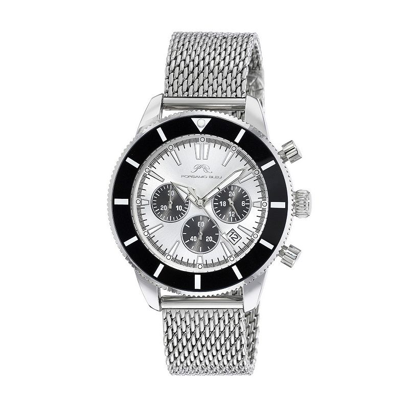 Porsamo Bleu Brandon Men's Stainless Steel Chronograph Watch - 1011BBRS, Size: 44MM, Gray