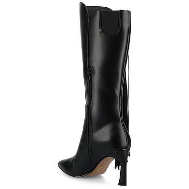 Journee Dolly Women's Comfort Knee-High Pointed Toe Tassel Stiletto Boots