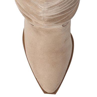 Journee Kaleah Women's Comfort Slouchy Knee-High Pointed Toe Buckle Detail Boots