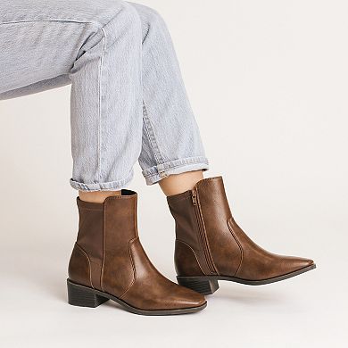 Journee Renna Women's Pointed Toe Block Heel Chelsea Ankle Boots In Regular & Wide Width
