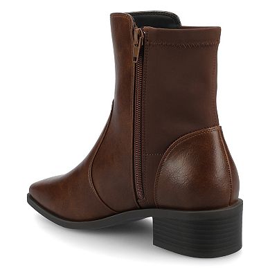 Journee Renna Women's Pointed Toe Block Heel Chelsea Ankle Boots In Regular & Wide Width