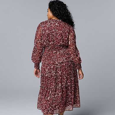 Plus Size Simply Vera Vera Wang Smocked Long Sleeve Maxi Dress