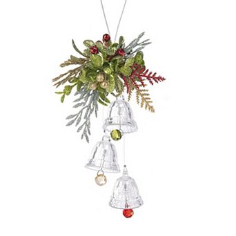 Triple Mistletoe Bells Kissing Krystals Ornament
