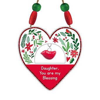 Daughter You Are My Blessing with Cardinal and Wood Embellishments Sentiment Ceramic Ornament
